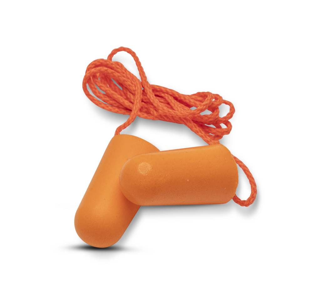 Disposable Foam Earplugs with Cord – PU Foam – Pair