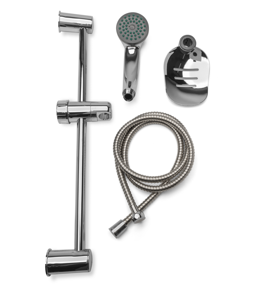 Shower Set With Rail, Hand Shower, Hose And Tray