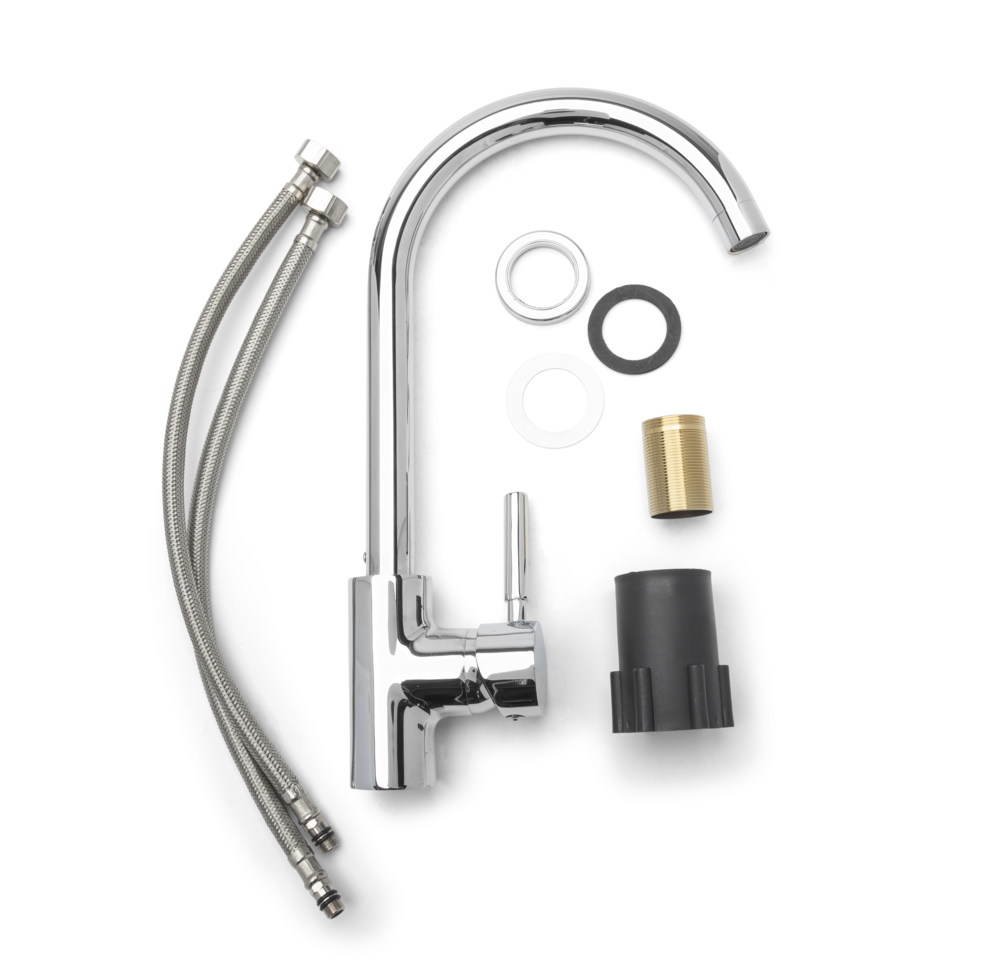 Single Lever Faucet Chromed Kitchen Gooseneck