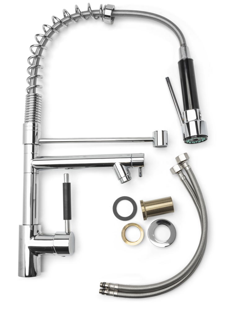 Single Lever Faucet Chromed Kitchen With Shower